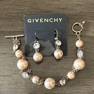 Givenchy Rose Gold and Pearl Bracelet and Earrings Set